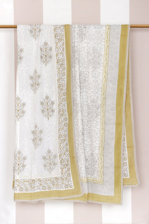 Mulmul Cotton Dohar in Floral Block Print